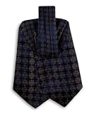 ASC-5326 - Navy - Brown - Mens Woven Silk Ascot