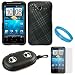 Matte Black with Silver Plaid Design Protective Rubberized Crystal Hard Case Cover for AT&T Wireless New HTC Inspire 4G Android Smart Phone + Clear Screen Protector + Includes Black Portable Multi Purpose Case with Built in Audio Speakers + SumacLife TM Wisdom Courage Wristband