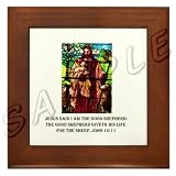 Jesus the Good Shepherd with Scripture Framed Tile