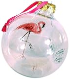 ArtisanStreet's Pink Flamingo Ornament. Hand Painted Glass Ball. Complete With Typical One Leg Pose. For Christmas Tree Or Stocking Stuffer. Made To Order & Signed By Artisan.