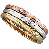 14K Tricolor Diamond Stackable Ring