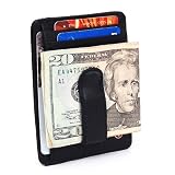 Swiss Bags Fine Lambskin Leather Hand Crafted Men's Mini Wallet ID Credit Card Holder Front Pocket Wallet with Spring Clip - Black Comes in a Gift Bag