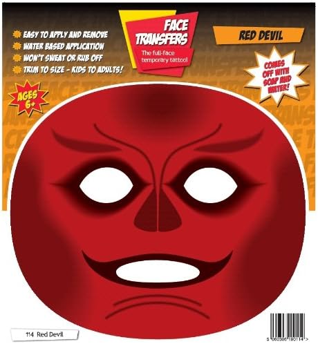 FACE TRANSFERS RED DEVIL TEMPORARY TATTOO COSTUMES