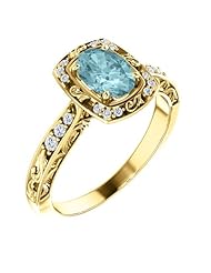 14K Yellow Gold 7.00x5.00mm Oval Cut Mozambique Blue Paraiba Tourmaline and Diamond Ring -- LIFETIME WARRANTY