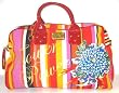 Authentic Ed Hardy Large Samantha Canvas & Leather Travel/Gym Bag - Stripe