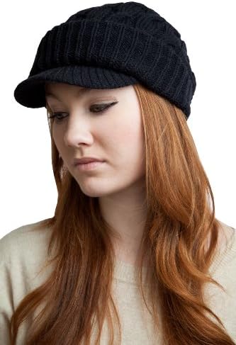 Newsboy Jeep knitted hat with short cute trendy visor winter warm for women