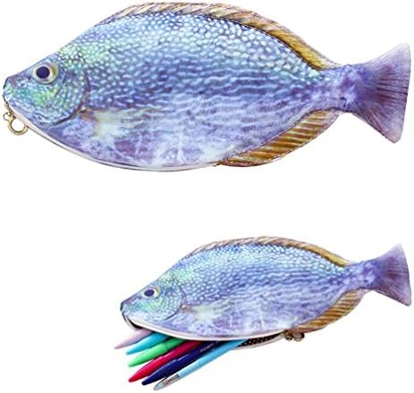 NewX Carp Fish-like Zipper Pouch Waterproof Weird Creative Pen Pencil Box Case Coin Purse Cosmetic Makeup Bag for School Supplies,Blue