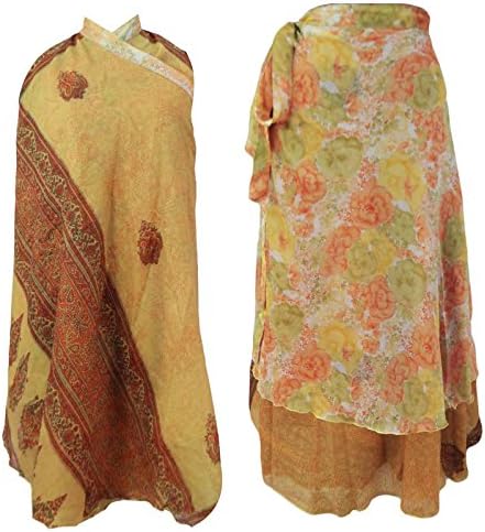 Brown Wrap Long Skirt Around Polyester Dress India Free Size Women Clothing