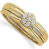 0.16 Ct.T.W. Sparkling Round Cut Diamonds, 14Kt. Yellow Gold. Floral Diamond Pre-Set