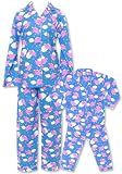 Papa Bear Flying Pigs Blue Matching Flannel Loungewear