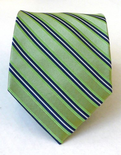 100% Silk Woven Moss Striped Extra Long Tie
