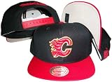 Calgary Flames Black/Red Two Tone Snapback Adjustable Plastic Snap Back Hat / Cap