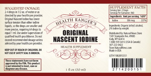 Health Ranger's Original Nascent Iodine 1 fl oz (30ml) - 2% Strength
