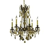 Chateau Design 6-Light 26'' Antique Brass or French Gold Chandelier with European, Swarovski, or 30% Lead Crystals SKU# 11225