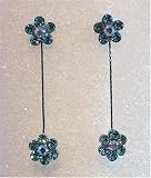 Earrings - E123 - Swarovski Crystal Flower Drop ~ Aqua