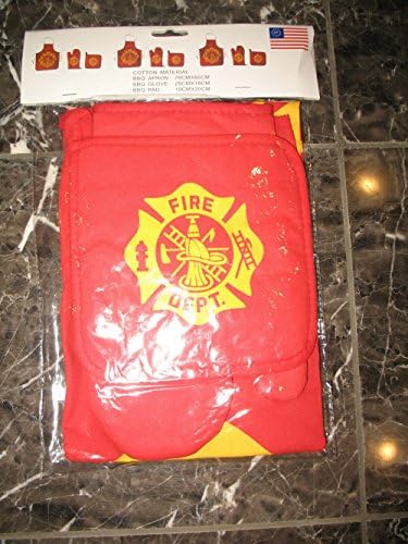 Fire Department Fire Fighter BBQ Barbeque Apron Cook Set by Queen Novelties