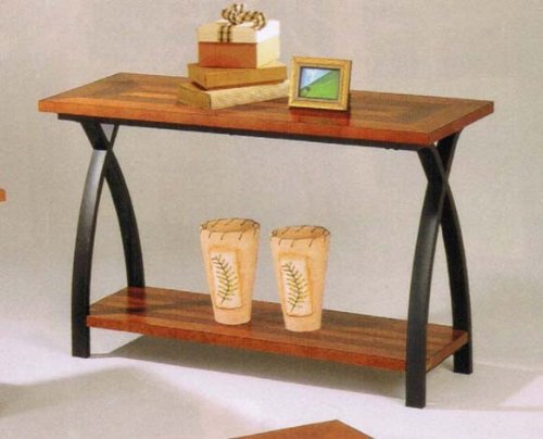51KDV7SPRlL Sofa Table with Cross Design Base in Brown Finish