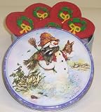 Scott's Cakes 1 lb. Wreath Christmas Sugar in a Classic Snowman Tin