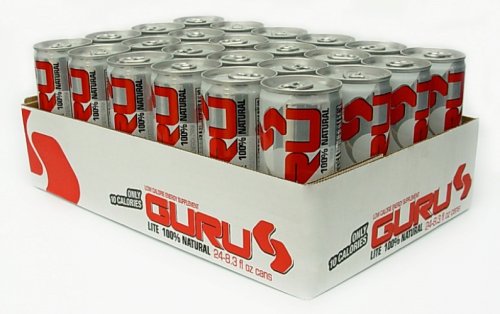 GURU Lite Energy Drink, 100% Natural, 8.3 Fluid Ounce Can (Pack of 24)