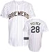Prince Fielder Jersey: Adult 2010 Majestic Alternate Pinstripe Replica #28 Milwaukee Brewers Jersey - Small