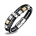 OPK Men Jewelry Braided Leather Wrap Bracelet Stainless Steel Buckle Double Strand Wristband, Black 8.66