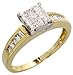 14 Karat Gold Fantasie Damen Radiantschliff Diamanten Ring, mit 0.65 Karat Baguetteschliff & unsichtbare Diamanten, (7mm) breit
