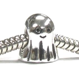 Sterling Silver Cute Lovely Spirit Ghost Halloween Bead For Pandora Troll European Charm Bracelets 10mm