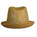 51KDoM1rCNL. AA75  GOLD METALLIC SHIMMERY SPARKLE FEDORA CAP HAT