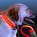 LEMIX (L1O) GROSSES LED HUNDEHALSBAND. Hergestellt aus starkem ORANGEM Nylongewebe. Das große Halsband kann auf 46 cm bis 61 cm eingestellt werden und ist 2,5 cm weit. Es hat 3 LED-Betriebsweisen und ist nachts auf bis zu 300 m sichtbar. Zwei Ersatzbatter