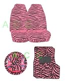 51KDpbOmh4L. SL160  9 Piece Safari Animal Print Auto Interior Gift Set   2 Pink Zebra Front Bucket Seat Covers, 1 Pink Zebra Steering Wheel Cover,2 Pink Zebra Shoulder Harness Pressure Relief Cover, 2 Pink zebra Front Floor Mats, and 2 Rear Floor Mats