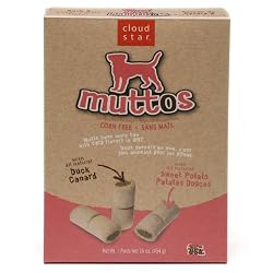 Cloud Star Muttos Dog Treats, Duck & Sweet Potato Flavor, 16-Ounce Boxes (Pack of 4)