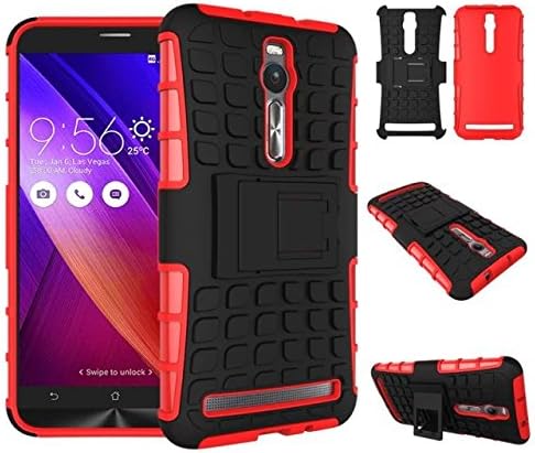 Zenfone 2 Case,Evily Heavy Duty Rugged Dual Layer Case with kickstand for ASUS Zenfone 2 ZE550ML 5.5" - Red