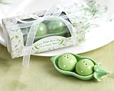 Two Peas in a Pod - Ceramic Salt and Pepper Shakers in Ivy Print Gift Box
