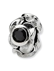 Sterling Silver Reflections Black Cz Bead