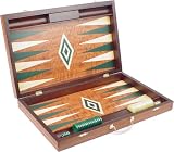 Manopoulos Mahogany Backgammon Set - Green
