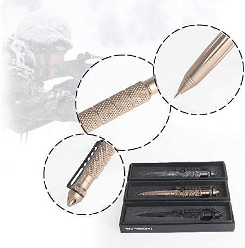 Tungsten Steel Tactical Pen ,Business Office Pen ,Outdoor Self-defense Equipment Ultra-high Hardness Survival Tool Both Civil and Military (Tungsten Steel Head Gold)