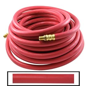 Heavy-Duty Rubber 1/2-Inch x 50-Ft All-Weather Air Hose, 3/8-Inch NPT Fitting