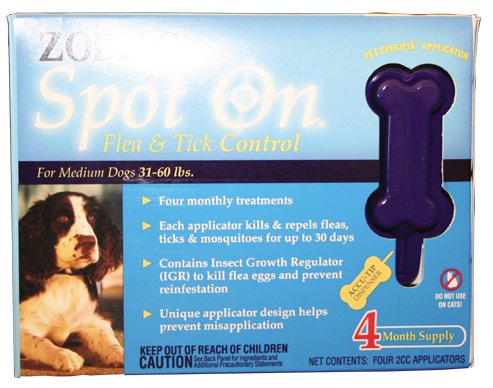 Zodiac Flea & Tick Spot On Med Dogs 31-60 Lbs 4pk