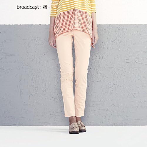 Broadcast Women's Solid Color Pure Cotton Zip Front Z Thin Leggings Medium Pale Red