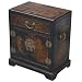 Handmade Oriental Furniture - 20" Antique Style Black Leather End Table / Accent Table -Tang Dynasty