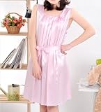 Women's Pink Knee Length Sleeveless Nightgown - Sleepwear with Wide Shoulder Straps, Gift Idea