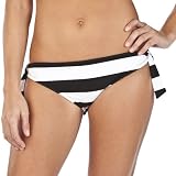 Mossimo® Black: Women's Stripe Mock Side Tie Swim Bottom - Black/White