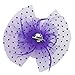 FAYBOX Big Flower Mesh Bow Feather Women Fascinator Dot Veil Hair Clip PUR