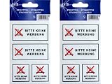 BITTE KEINE WERBUNG 4 Briefkasten Schilder Aufkleber Etiketten mit Symbol
