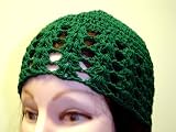 Cp110kg, Hand Crocheted Kelly Green Gimp Skull Cap for Teens and Adult Men and Women