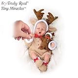 Click for larger image and other views for Tiny Miracles Ringle Deer Miniature Lifelike Baby Doll In Reindeer Outfit by Ashton Drake