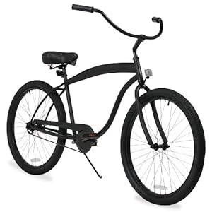 sixthreezero Men's In The Barrel 3-Speed Beach Cruiser Bicycle, Matte Black, 26-Inch