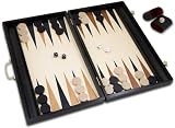 Backgammon en bouleau teinté noir et marquèterie