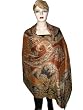 Womens Burnt Umber, Rich Gold Cutwork Pashmina Jamavar Shawl Wrap Throw