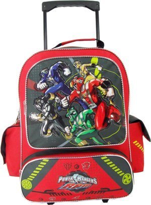 Disney Power Rangers Rolling Backpack - Full Size Power Rangers Wheeled Backpack -Top Rescue